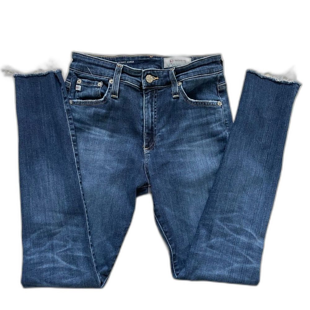 Adriano Goldschmied Denim Farrah High-Rise Skinny Ankle Raw Hem Blue Jeans 26R